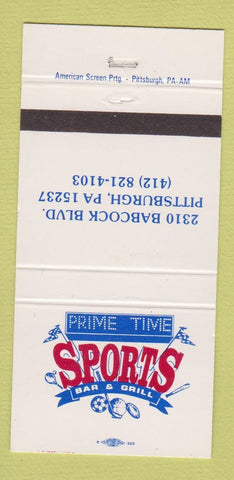 Matchbook Cover - Prime Time Sports Bar Pittsburgh PA 30 Strike