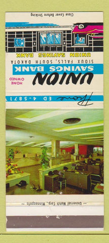 Matchbook Cover - Union Savings Bank Sioux Falls SD 30 Strike