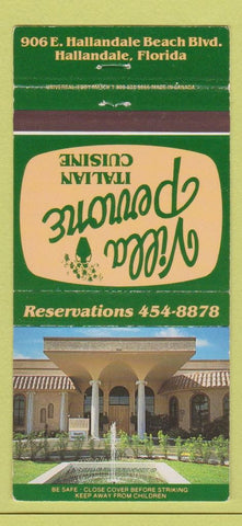 Matchbook Cover - Villa Perrone Italian Hallandale FL 30 Strike