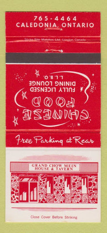 Matchbook Cover - Grand Chow Mein Chinese Restaurant Caledonia ON 30 Strike