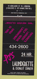 Matchbook Cover - PJ's Lauderette Donut Diner London ON 30 Strike