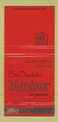 Matchbook Cover - Ben Dinsdale's Windsor Los Angeles CA WORN 30 Strike