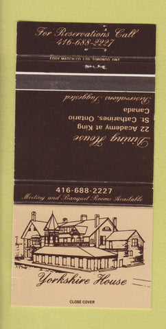 Matchbook Cover - Yorkshire House St Catharines ON 30 Strike