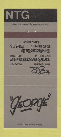 Matchbook Cover - George Montreal QC 30 Strike