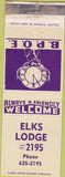 Matchbook Cover - Matchbook Cover Elks Club Rifle CO WEAR