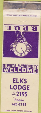 Matchbook Cover - Matchbook Cover Elks Club Rifle CO WEAR