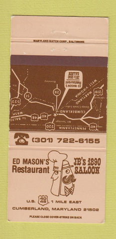 Matchbook Cover - Ed MASon's Restaurant Cumberland MD WEAR 30 Strike
