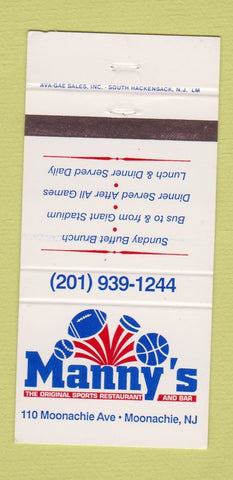 Matchbook Cover - Manny's Sports Bar Moonachie NJ 30 Strike
