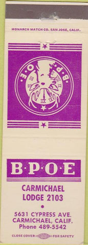 Matchbook Cover - Matchbook Cover Elks Club Carmichael CA