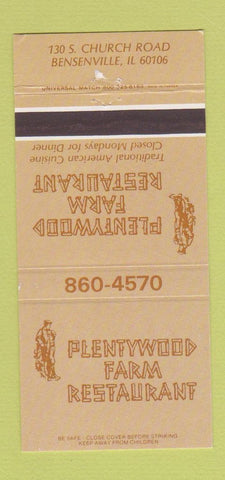 Matchbook Cover - Plentywood Farm Restaurant Bensenville IL 30 Strike