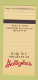 Matchbook Cover - Gallagher's Restaurant Steak New York City 30 Strike