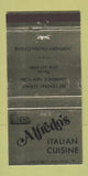 Matchbook Cover - Alfredo's Italian Restaurant Lawrence NY 30 Strike