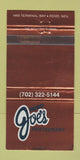 Matchbook Cover - Joe's Reno Restaurant NV WEAR 30 Strike