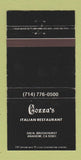 Matchbook Cover - Gozza's Italian Restaurant Anaheim CA WEAR 30 Strike