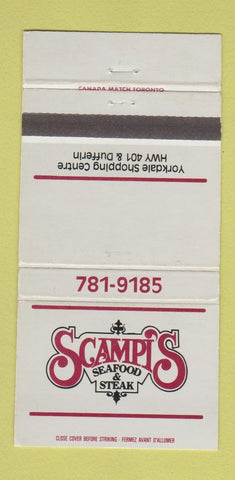 Matchbook Cover - Scampi's Seafood Steak Yorkdale ON 30 Strike