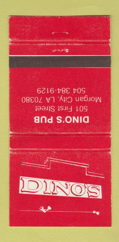 Matchbook Cover - Dino's Morgan City LA Pub WEAR 30 Strike