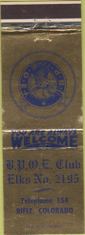 Matchbook Cover - Matchbook Cover Elks Club Rifle CO