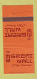 Matchbook Cover - Great Wall Chinese Restaurant Tacoma WA 30 Strike
