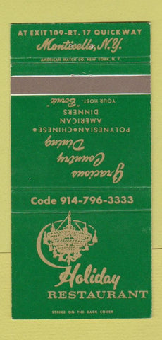 Matchbook Cover - Holiday Restaurant Monticello NY Polynesian Chinese 30 Strike