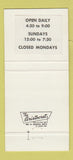Matchbook Cover - Old Mill Restaurant Mount Upton NY 30 Strike