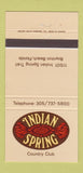 Matchbook Cover - Indian Spring Country Club Boynton Beach FL 30 Strike