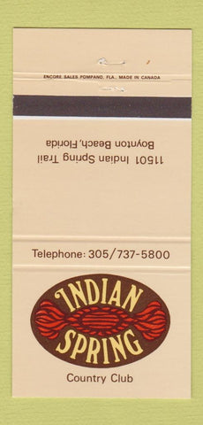 Matchbook Cover - Indian Spring Country Club Boynton Beach FL 30 Strike