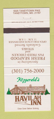 Matchbook Cover - Havilah Inn Fitzgerald's Taneytown MD 30 Strike