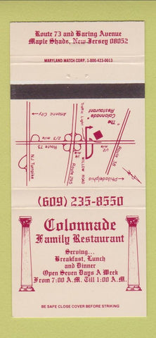 Matchbook Cover - Colonnade Restaurant Maple Shade NJ 30 Strike