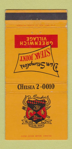 Matchbook Cover - Dan Stampler's Steak Greenwich Village New York City 30 Strike