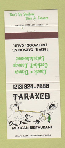Matchbook Cover - Taraxco Mexican Restaurant Lakewood CA 30 Strike
