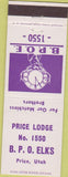 Matchbook Cover - Matchbook Cover Elks Club Price UT