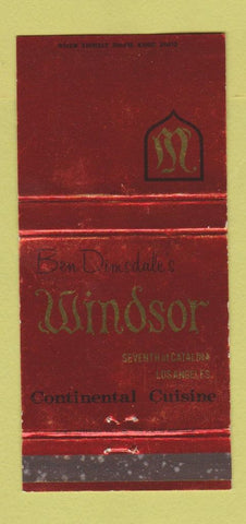 Matchbook Cover - Ben Dinsdale's Windsor Los Angeles CA WEAR 30 Strike