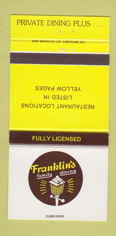 Matchbook Cover - Franklin's Restaurant Pizza 30 Strike