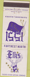 Matchbook Cover - Matchbook Cover Elks Club Fairbanks AK