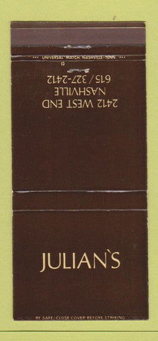 Matchbook Cover - Julian's Nashville TN 30 Strike