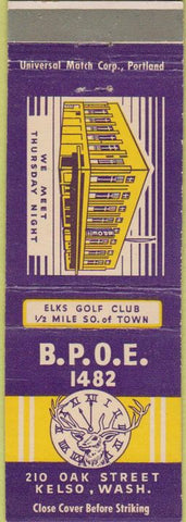 Matchbook Cover - Matchbook Cover Elks Club Kelso WA