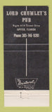 Matchbook Cover - Lord Chumley's Pub Jupiter FL 30 Strike