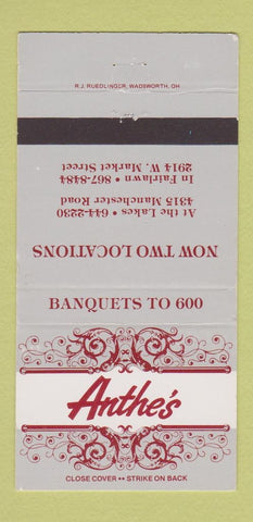 Matchbook Cover - Anthe's Restaurant  30 Strike