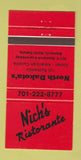 Matchbook Cover - Nick's Ristorante Italian Bismarck ND 30 Strike