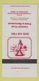 Matchbook Cover - Country Club Diner Restaurant Voorhees NJ 30 Strike