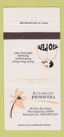 Matchbook Cover - Ristorante Primavera West Hamilton Bermuda 30 Strike