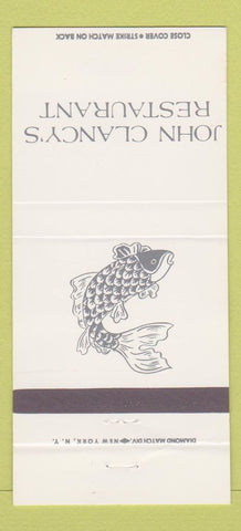 Matchbook Cover - John Clancy's Resaturant New York City 30 Strike