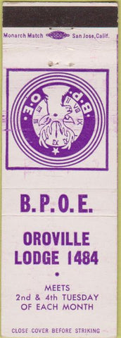 Matchbook Cover - Matchbook Cover Elks Club Oroville CA
