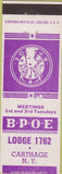 Matchbook Cover - Matchbook Cover Elks Club Carthage NY