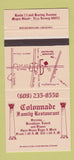 Matchbook Cover - Colonnade Restaurant Maple Shade NJ 30 Strike