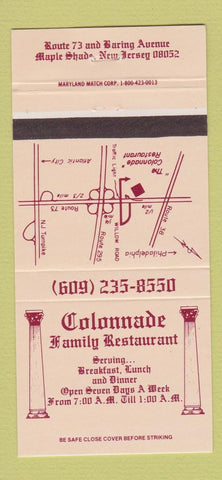 Matchbook Cover - Colonnade Restaurant Maple Shade NJ 30 Strike