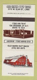 Matchbook Cover - Grandma's Cookin Old Bar Out Back Lima OH 30 Strike