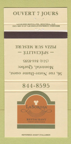 Matchbook Cover - La Sorosa Restaurant Montreal QC pizza 30 Strike