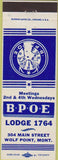 Matchbook Cover - Matchbook Cover Elks Club Wolf Point MT