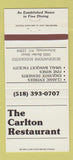 Matchbook Cover - Carlton Restaurant Schenectady NY 30 Strike